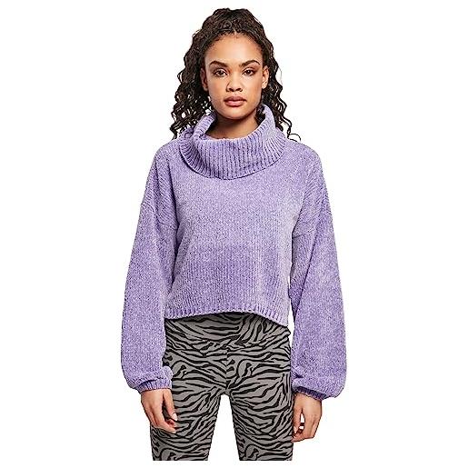 Urban Classics ladies short chenille turtleneck sweater maglia di tuta, lavanda, xl donna