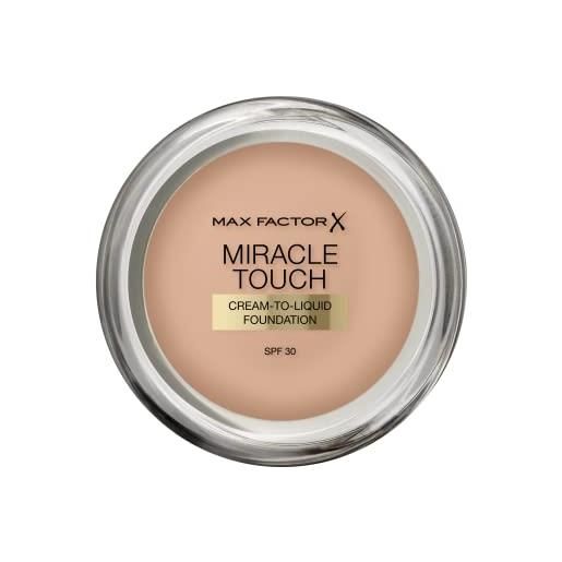 Max Factor miracle touch, fondotinta coprente con acido ialuronico, 045 warm almond, 12 ml