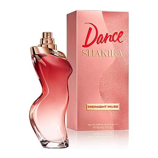 Shakira perfumes - dance midnight muse - eau de toilette per donne, fragranza floreale femminile con bergamotto, pera, pepe rosa, fiori bianche e vaniglia - 80 ml
