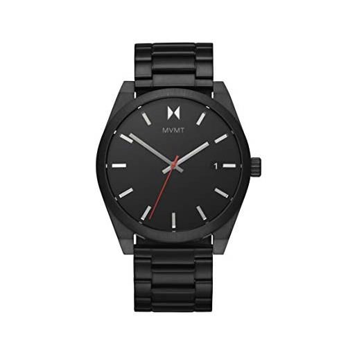 MVMT orologio analogico al quarzo da uomo collezione element con cinturino in ceramica, pelle o acciaio inossidabile, nero (full black)