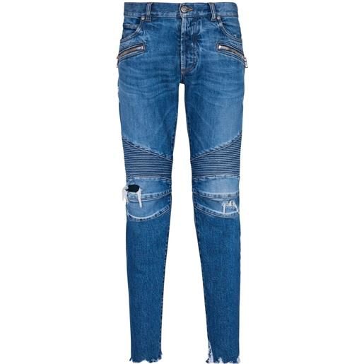 Balmain jeans con effetto vissuto - blu