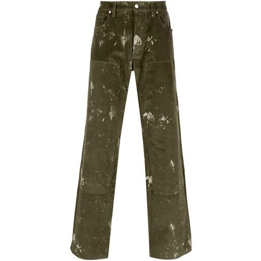 MISBHV pantaloni a coste con effetto vernice - verde