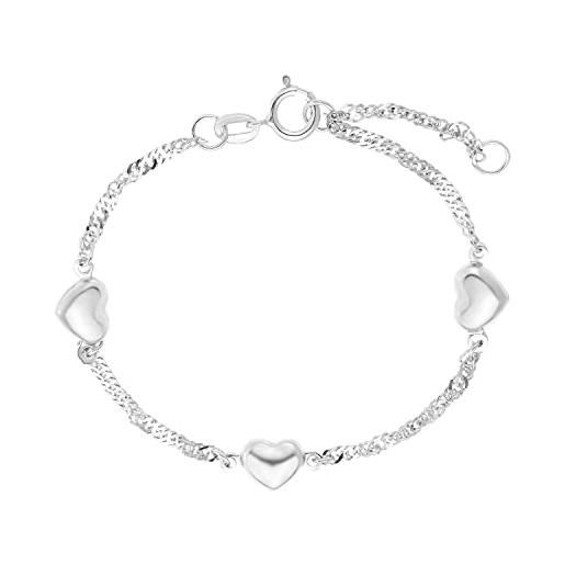 Amor bracciale gioielli da braccio, 12+2 cm, argento, cuore, viene fornito in una confezione regalo di gioielli, 9211364