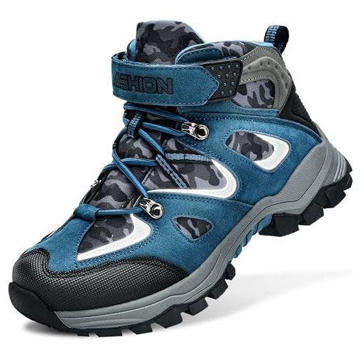 ASHION scarpe da escursionismo stivali da neve scarpe da trekking calzature da escursionismo unisex - bambino(b nero blu, 31 eu)