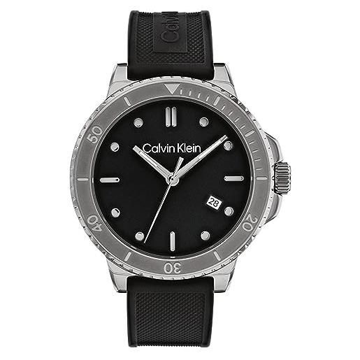 Calvin Klein orologio analogico al quarzo da uomo con cinturino in silicone nero - 25200207