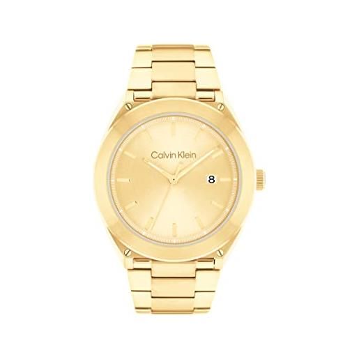 Calvin Klein orologio analogico al quarzo da uomo con cinturino in acciaio inossidabile dorato - 25200199