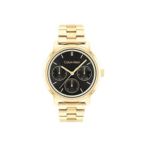 Calvin Klein orologio analogico multifunzione al quarzo da donna con cinturino in acciaio inossidabile dorato - 25200177