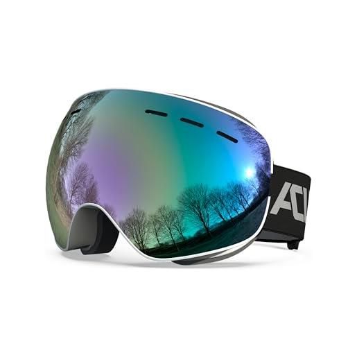 ACURE occhiali da sci, occhiali da snowboard da neve protezione antiappannamento uv400 per uomo donna bambino