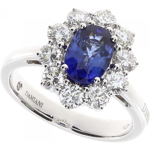 Damiani anello gemme in oro bianco con diamanti e zaffiro