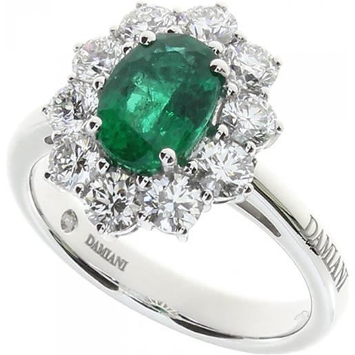 Damiani anello gemme in oro bianco con diamanti e smeraldo