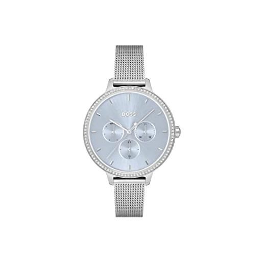 Boss orologio analogico multifunzione al quarzo da donna con cinturino in maglia metallica in acciaio inossidabile argentato - 1502662