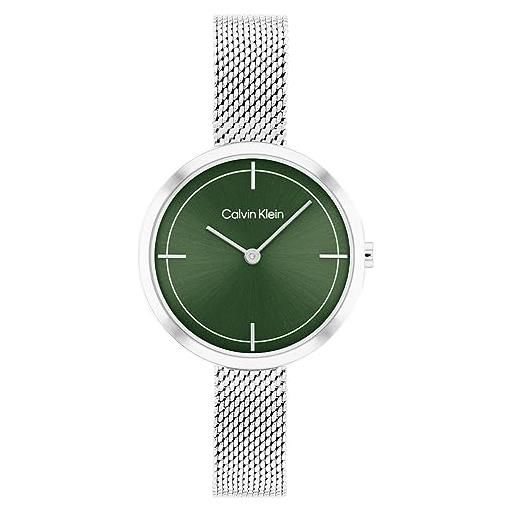 Calvin Klein orologio analogico al quarzo da donna con cinturino rigido in acciaio inossidabile green