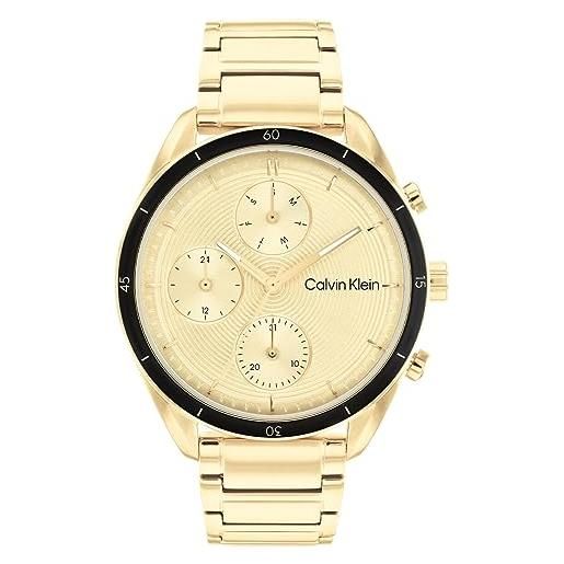 Calvin Klein orologio analogico multifunzione al quarzo da donna con cinturino in acciaio inossidabile dorato - 25200173
