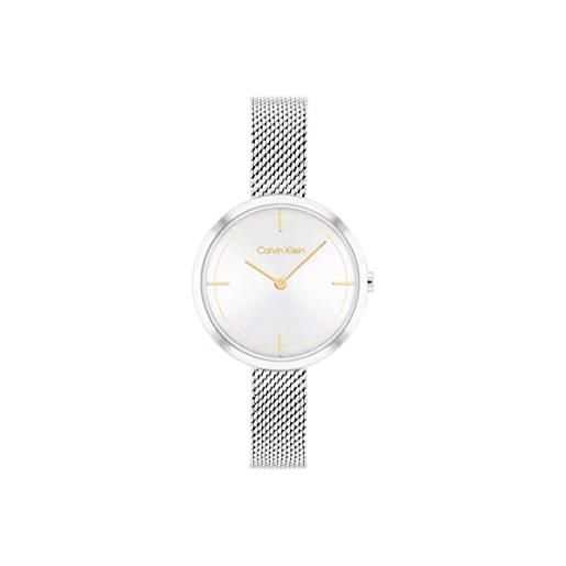 Calvin Klein orologio analogico al quarzo da donna con cinturino rigido in acciaio inossidabile silver