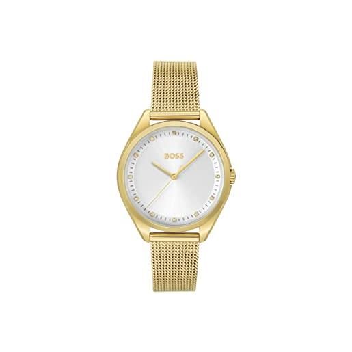 Boss orologio analogico al quarzo da donna con cinturino in maglia metallica in acciaio inossidabile dorato - 1502669