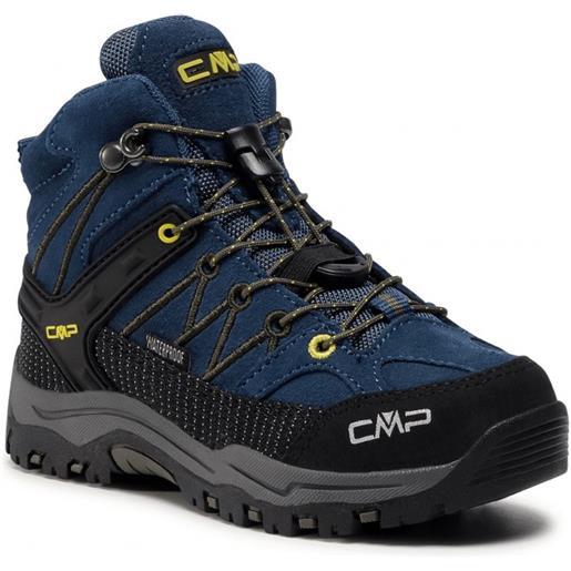 Cmp kids rigel mid trekking shoes wp blue ink-yellow junior