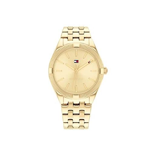 Tommy Hilfiger orologio analogico al quarzo da donna con cinturino in acciaio inossidabile dorato - 1782550