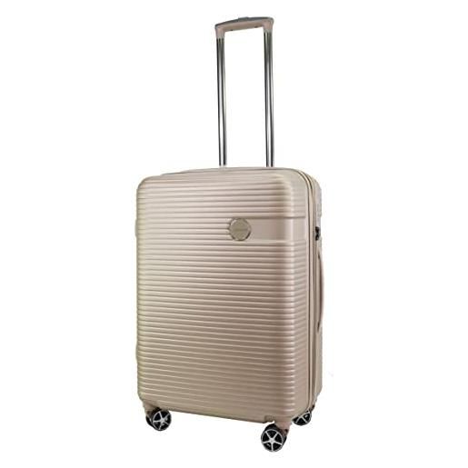 METZELDER classic r2.0 - valigia per cabina rigida alla moda, 1 anno, champagne, s cabine 55x20x38cm, 38l, 2,9kg, valigia rigida estensibile con serratura