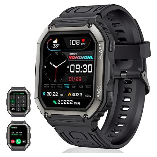 Motsfit smartwatch uomo chiamate e risposta vivavoce: 1.8 orologio fitness con cardiofrequenzimetro da polso contapassi pressione sanguigna calorie impermeabile smart watch uomo per i. Phone android