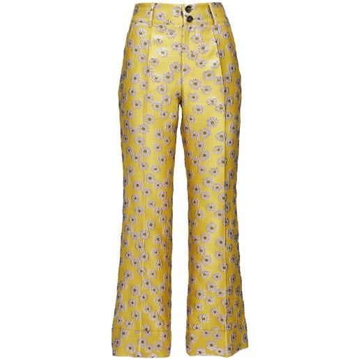 La DoubleJ pantaloni svasati hendrix con ricamo a fiori - giallo