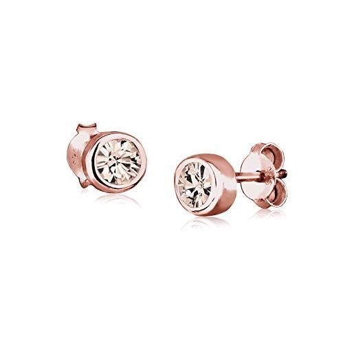 Elli orecchini con cristalli da donna, in argento sterling 925, placcato oro rosa