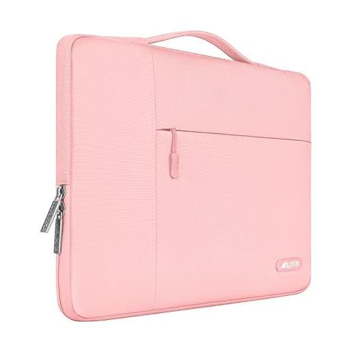 MOSISO laptop sleeve borsa compatibile con mac. Book pro 16 2023-2019 m3 a2991 m2 a2780 m1 a2485 a2141/pro retina 15 a1398,15-15,6 pollici notebook, poliestere multifunzionale manica, rosa gesso