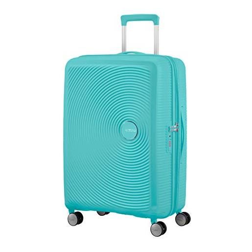 American Tourister soundbox, spinner espandibile bagaglio a mano unisex - adulto, blu (poolside blue), m (67 cm - 81 l)