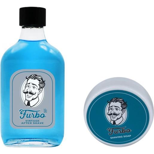 Furbo sapone da rasatura + lozione dopobarba vintage blu confezione 100 ml sapone da rasatura + 200 ml lozione dopo. Barba