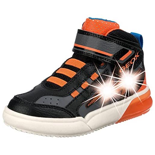 Geox j grayjay boy b, sneakers bambini e ragazzi, nero/arancione (black/orange), 32 eu