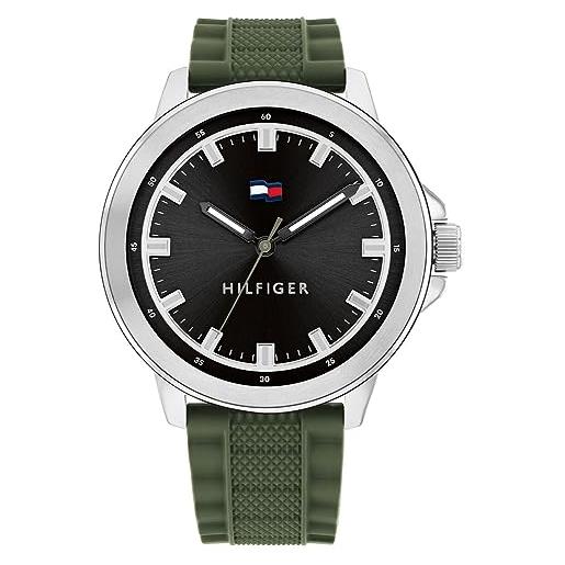 Tommy Hilfiger orologio analogico al quarzo da uomo con cinturino in silicone verde - 1792021