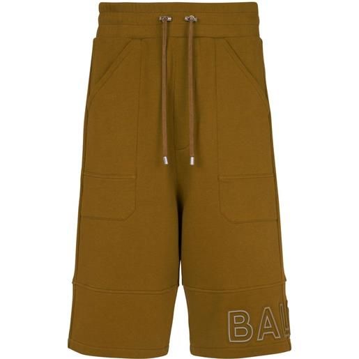 Balmain shorts sportivi con stampa - marrone