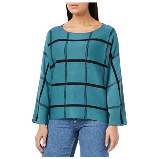 TOM TAILOR le signore maglione oversize a quadri 1034053, 30941 - teal blue knit check design, l
