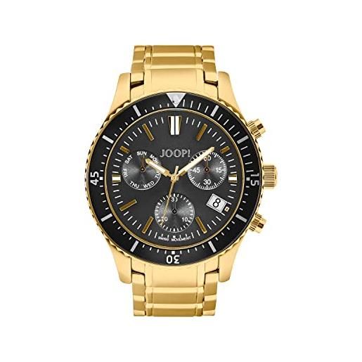Joop!Orologio da polso analogico cronografo da uomo, con bracciale in acciaio inossidabile, oro, impermeabile 20 bar, fornito in confezione regalo, 2030895