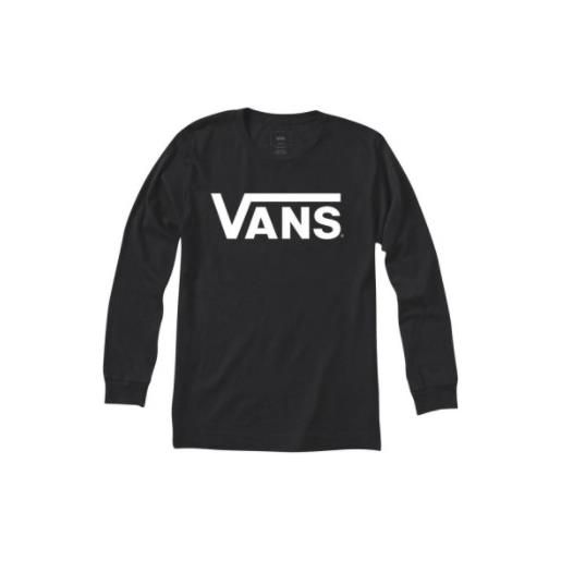 Vans by Vans drop v ls boys t-shirt m/l nera logo bianco junior bimbo