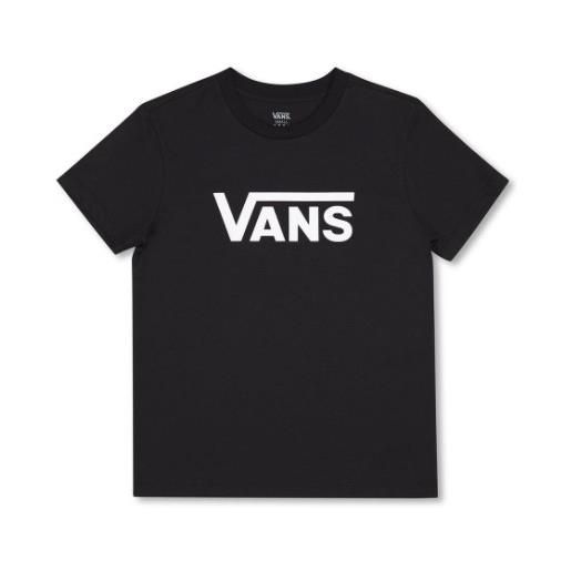 Vans wm drop v ss crew-b t-shirt m/m nera logo bianco donna