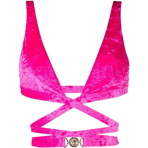 Versace top bikini con applicazione medusa - rosa