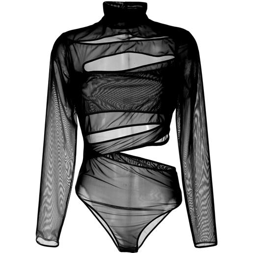 Boyarovskaya body semi trasparente con inserti - nero