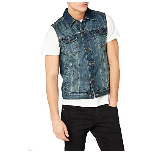 Urban classics - gilet smanicato in jeans uomo, giacca denim retro vintage, giacchetta streetwear colore blackdark taglia s