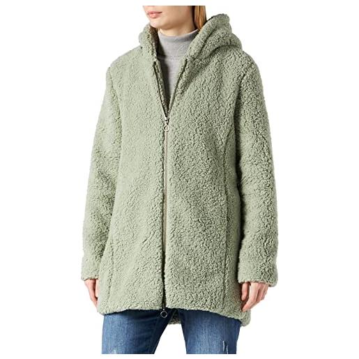 Urban classics giacca per donna in sherpa con cappuccio, cappotto lungo dal taglio oversize, chiusura a zip, diversi colori disponibili, taglie xs - 5xl