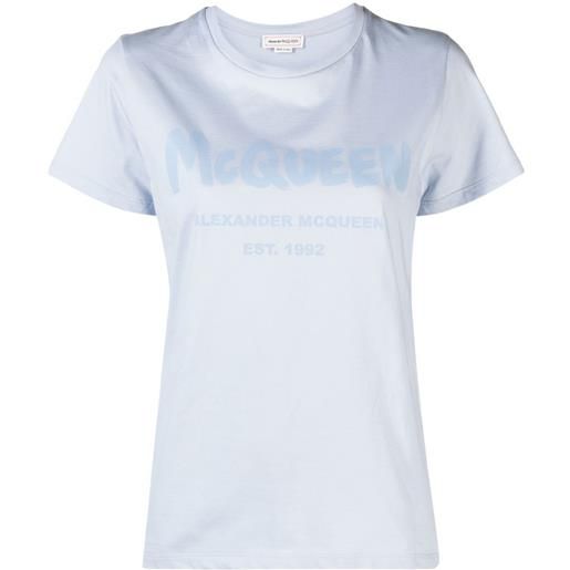 Alexander McQueen t-shirt con logo - blu