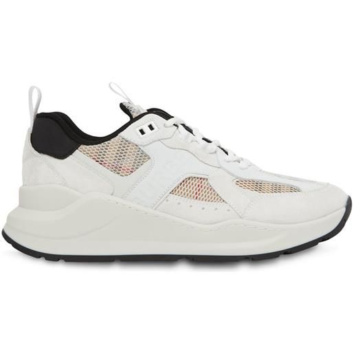 Burberry sneakers a quadri con rete - bianco