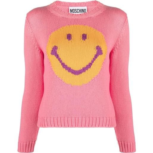 Moschino maglione chunky con logo - rosa