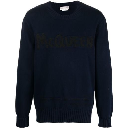 Alexander McQueen maglione girocollo con logo - blu