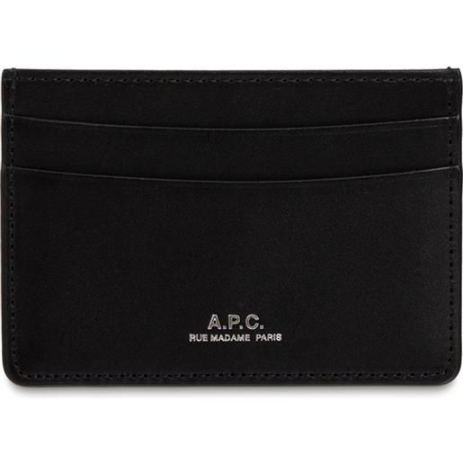 A.P.C. porta carte di credito in pelle con logo
