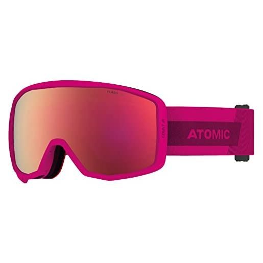 ATOMIC count jr cylindrical, occhiali da sci per bambini, per tempo da nuvoloso a soleggiato, vestibilità junior, doppia lente cilindrica, compatibili con gli occhiali da vista, rosa (bacca/rosa)