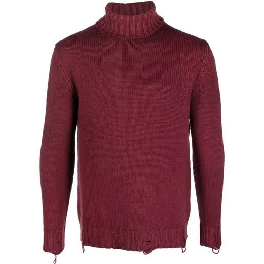PT Torino maglione a collo alto effetto vissuto - rosso