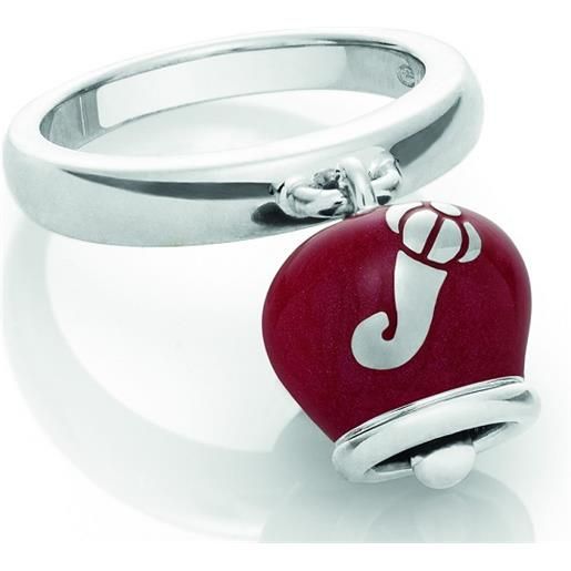 Chantecler / et voilà / anello campanella double face / argento e smalto rosso perlato, con cornetti sul retro