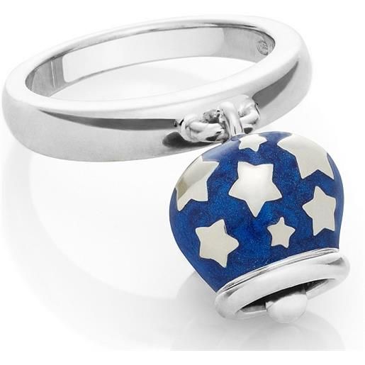 Chantecler / et voilà / anello campanella double face / argento e smalto blu perlato, con stelle sul retro