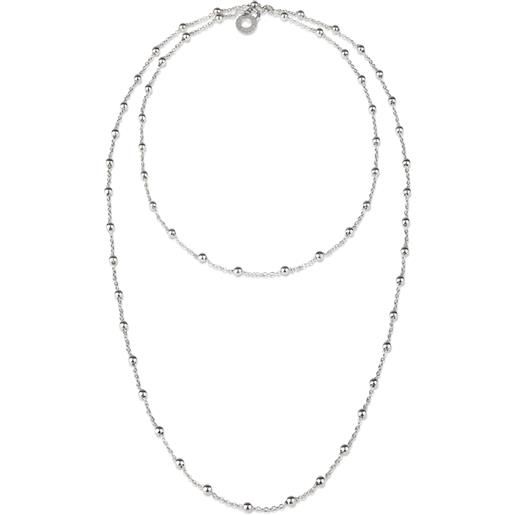 Chantecler / et voilà / collana catena pallinata lunga con logo pendente 90 cm / argento
