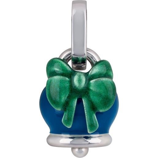Chantecler / et voilà / ciondolo campanella micro con fiocco / argento, smalto blu e verde